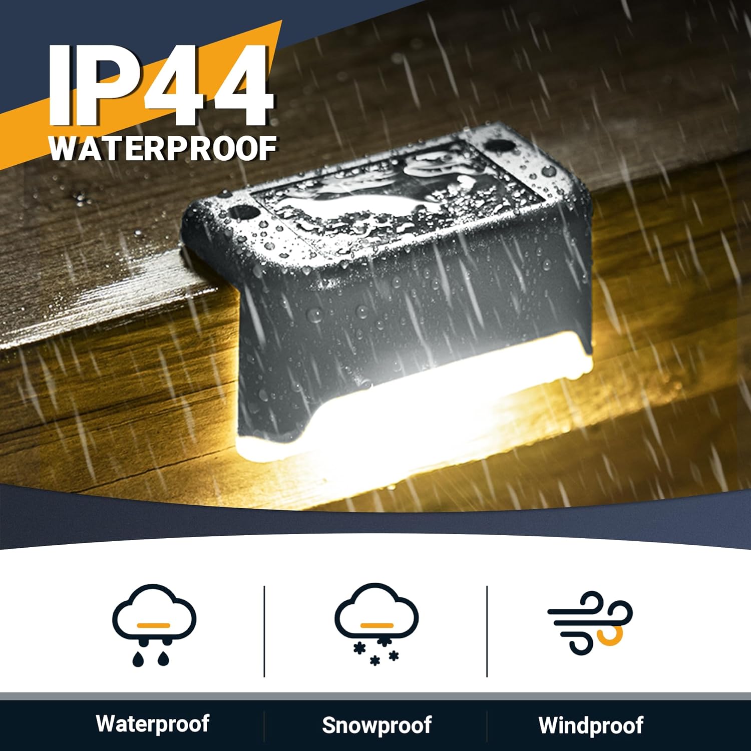 Thumbnail 3 de GIGALUMI solar fence lights outdoor garden – 8 pack warm white step lights for stairs, patio & pathways (grey)