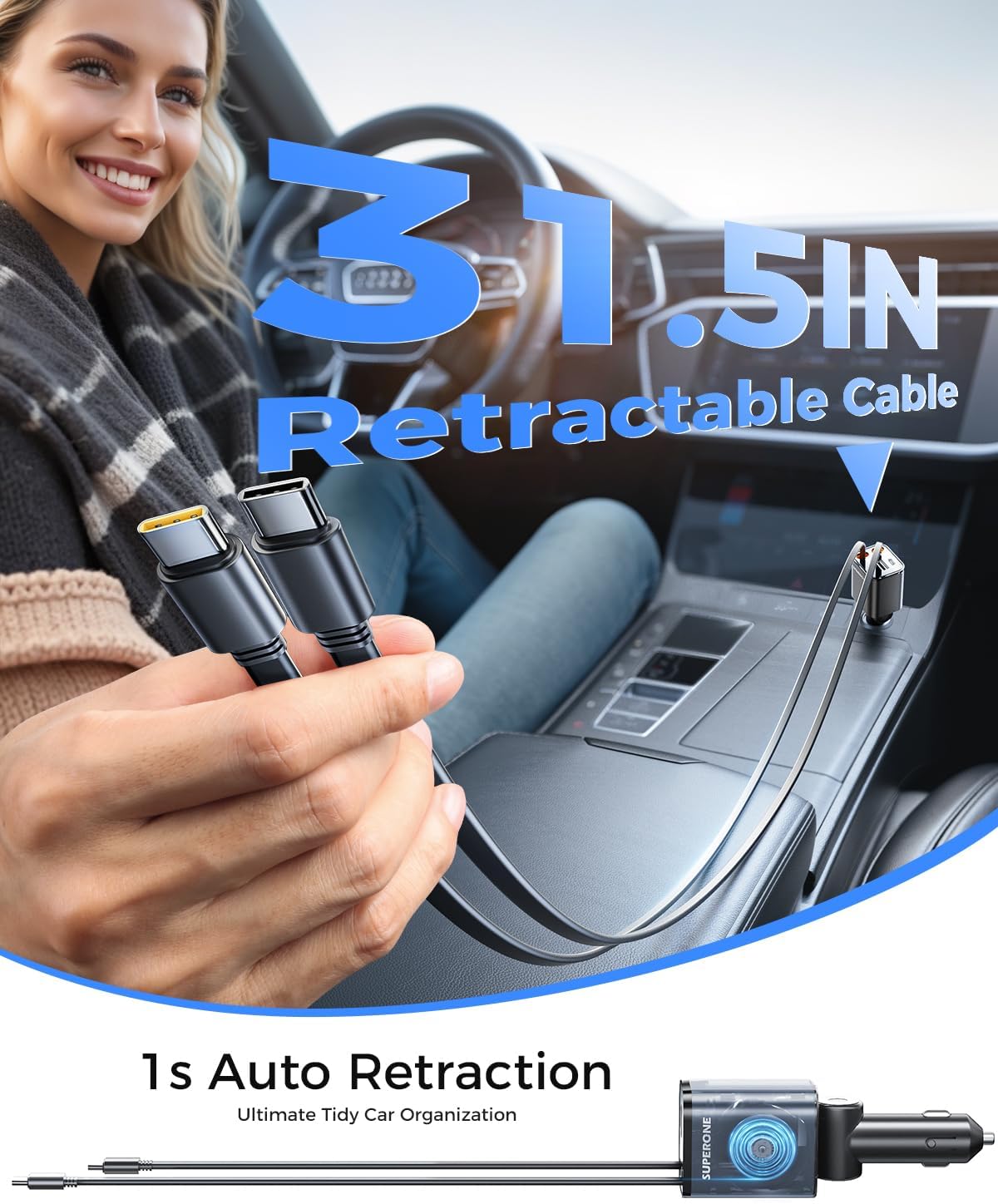 Thumbnail 4 de SUPERONE Retractable Car Charger 6-Port USB-C Car Accessories