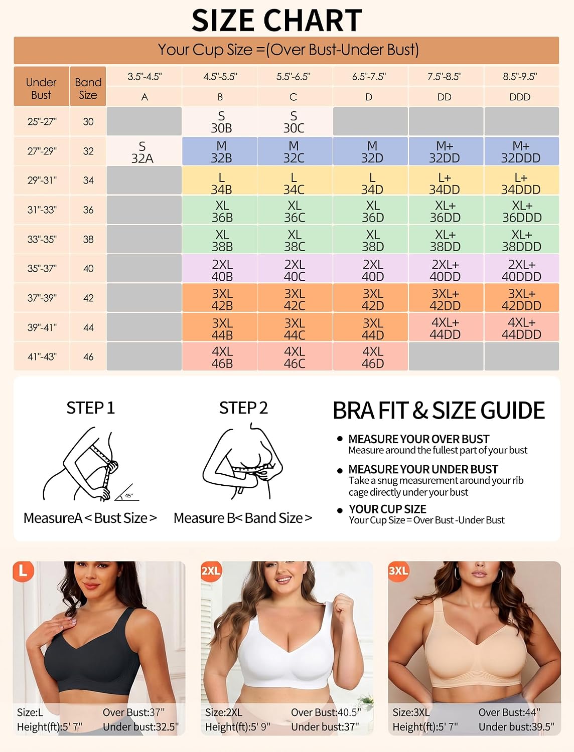 Thumbnail 6 de PoseFree Women’s Seamless Wireless Supportive Bra with Gel-Like 4-Layer Support (Push Up Comfort, Full Coverage T-Shirt Bra)