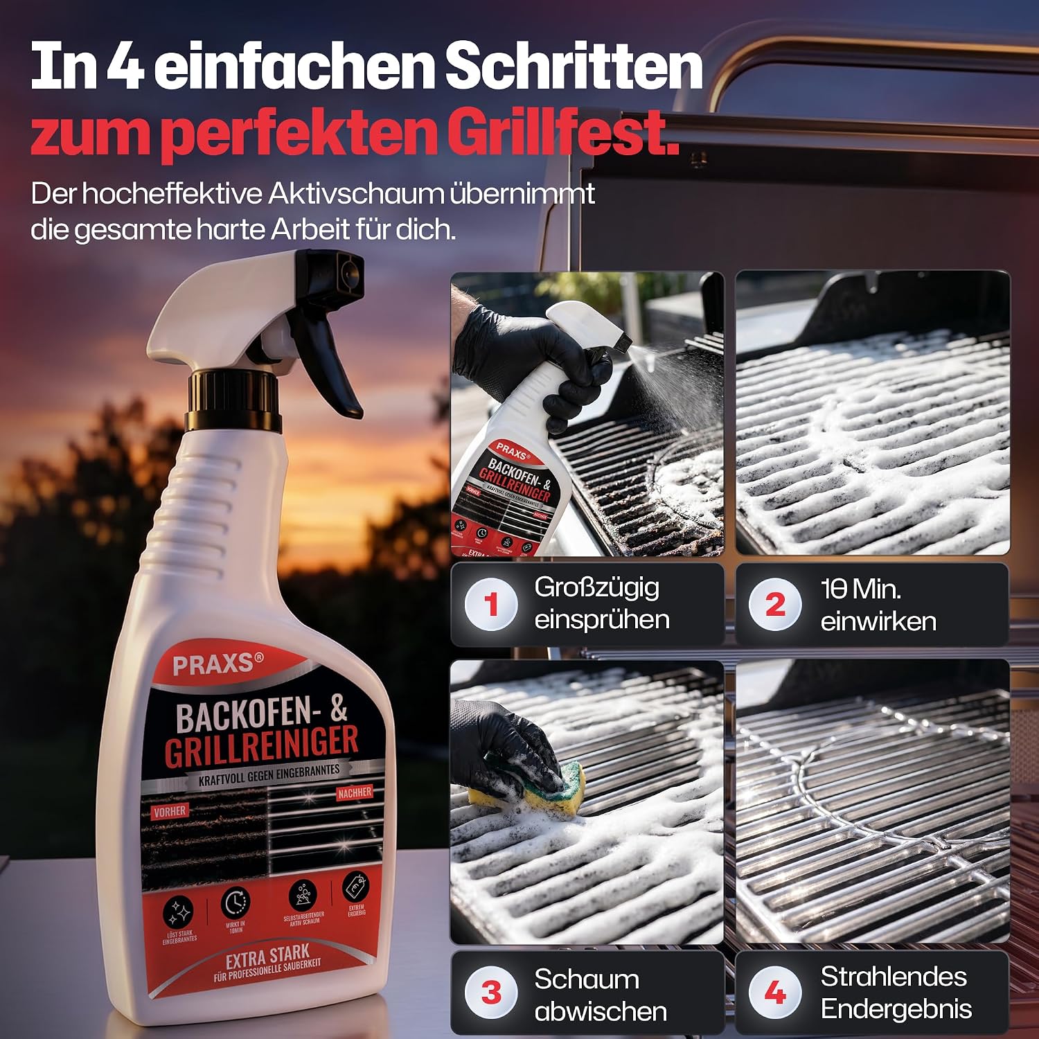 Thumbnail 6 de PRAXS Backofenreiniger & Grillreiniger Konzentrat (500 ml) – Aktivschaum, wirksam in 10 Minuten