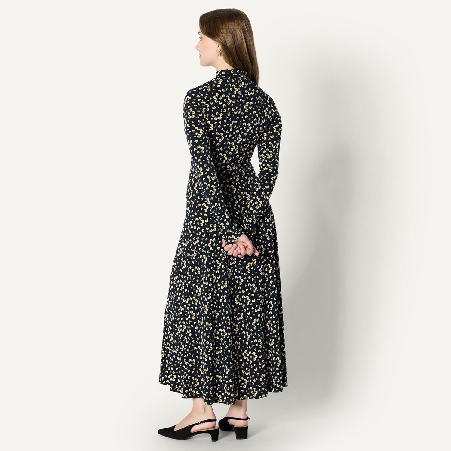 Thumbnail 1 de Amazon Essentials Damen Maxikleid mit ausgestelltem Rockteil, Taillierung & Drapierung (lange Ärmel)