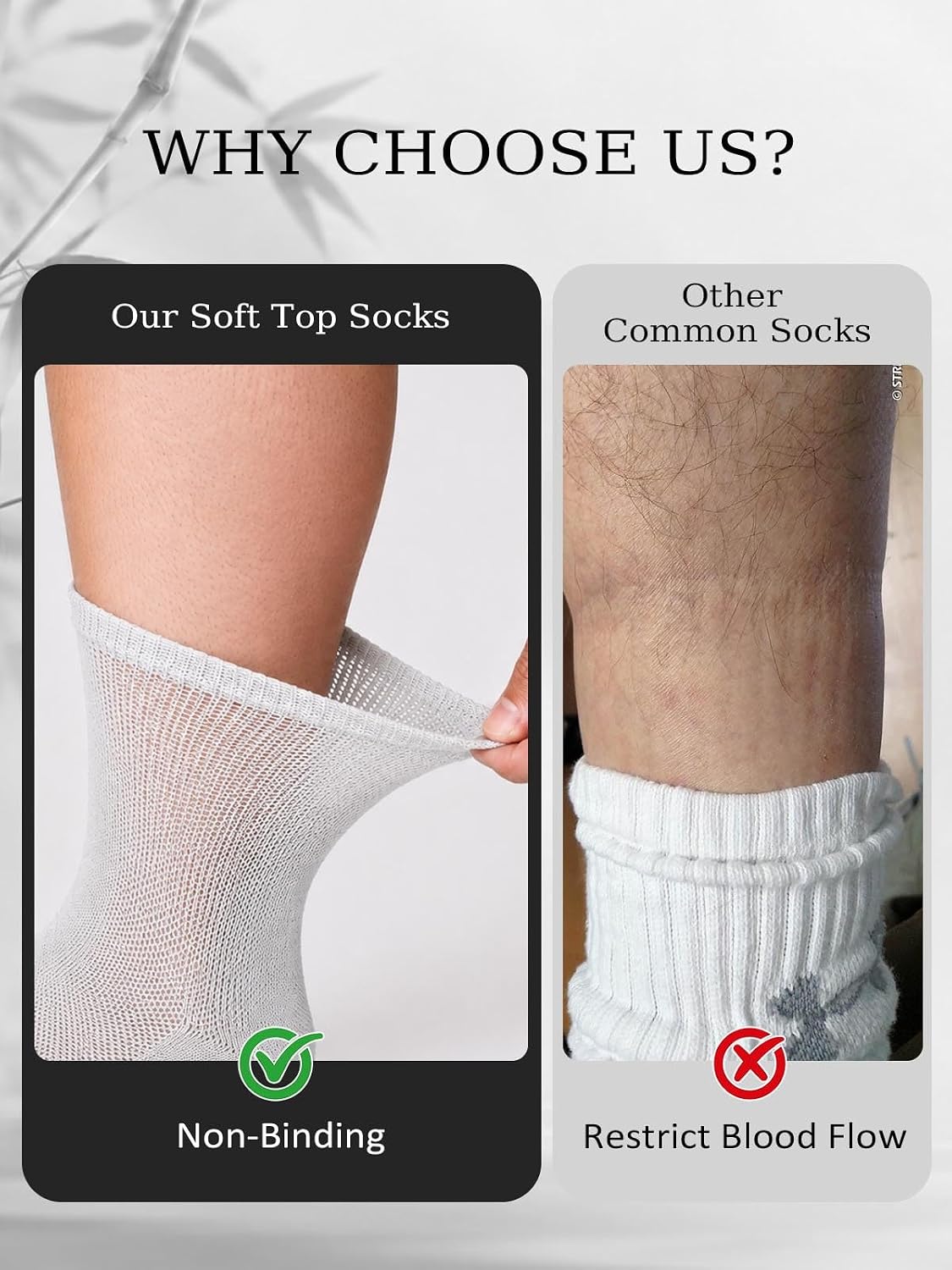 Detalle de ZFSOCK Diabetic Socks, 3 Pairs with Bamboo-Wool Blend, Seamless Toe & Cushioned Sole