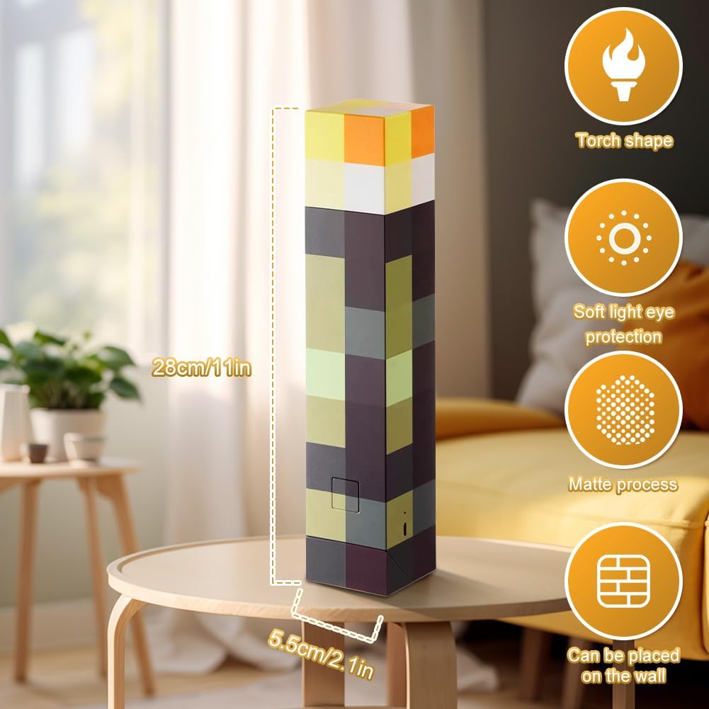 Thumbnail 1 de Lampada da parete Miner Craft 28 cm con luce notturna USB ricaricabile e 4 colori