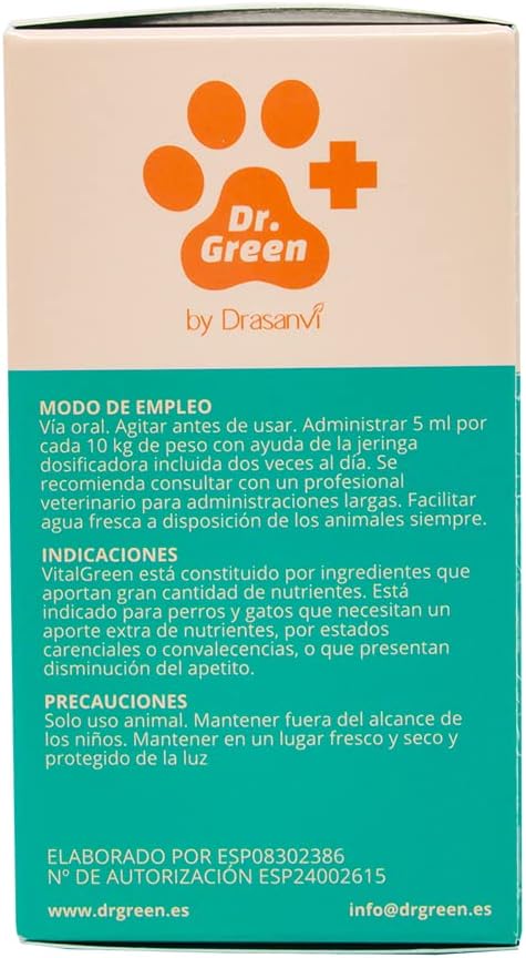 Detalle 2 de Drasanvi VITALGREEN SOLUCION Oral 120ML para mascotas