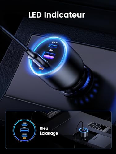 Thumbnail 7 de UGREEN 130W Chargeur Allume Cigare 3 Ports USB-C 100W – Charge rapide pour voiture