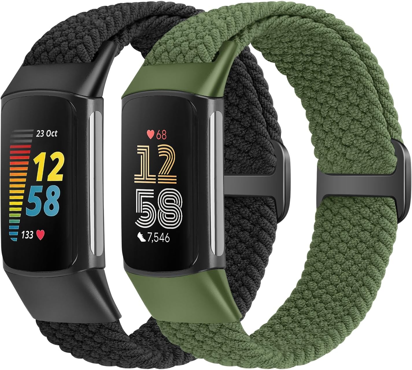 Detalle de SHIJZWD Elastic Braided Straps for Fitbit Charge 5/6 – Breathable Adjustable Nylon Loop Replacement Bands