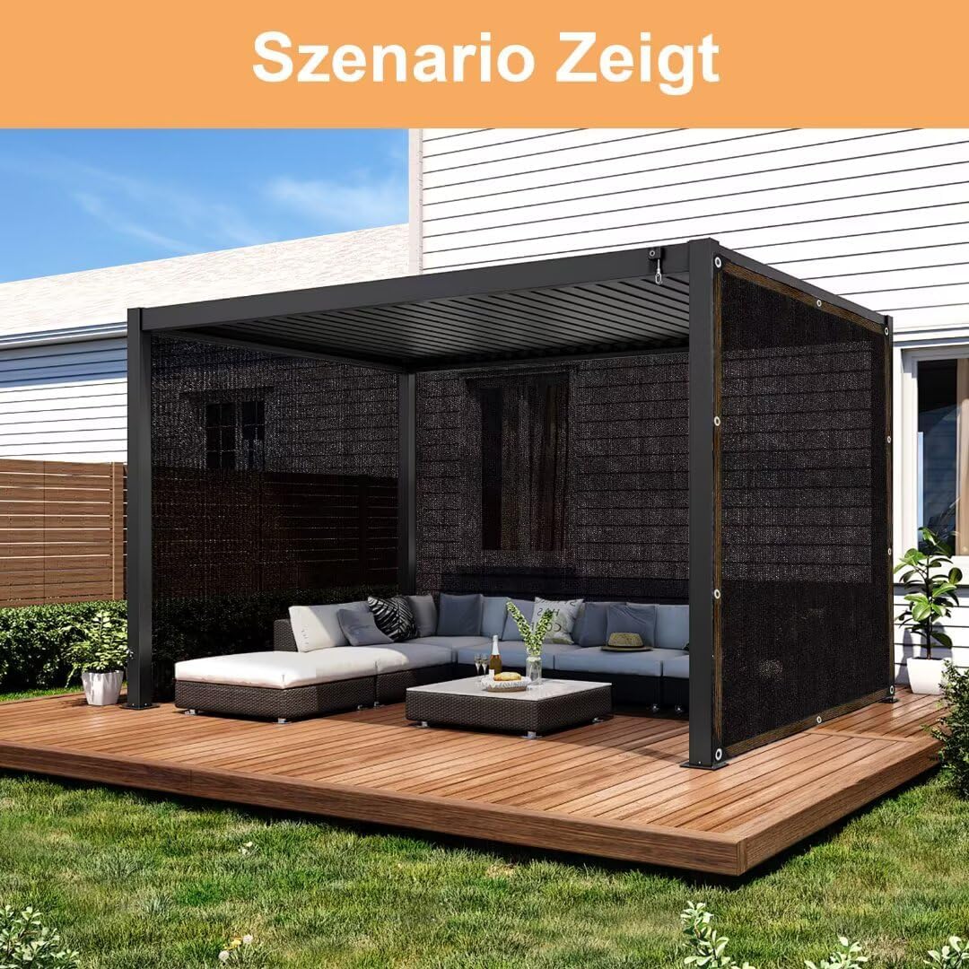 Detalle de Filet d’ombrage avec œillets 1 x 2 m noir – Protection solaire pour jardin, terrasse et extérieur