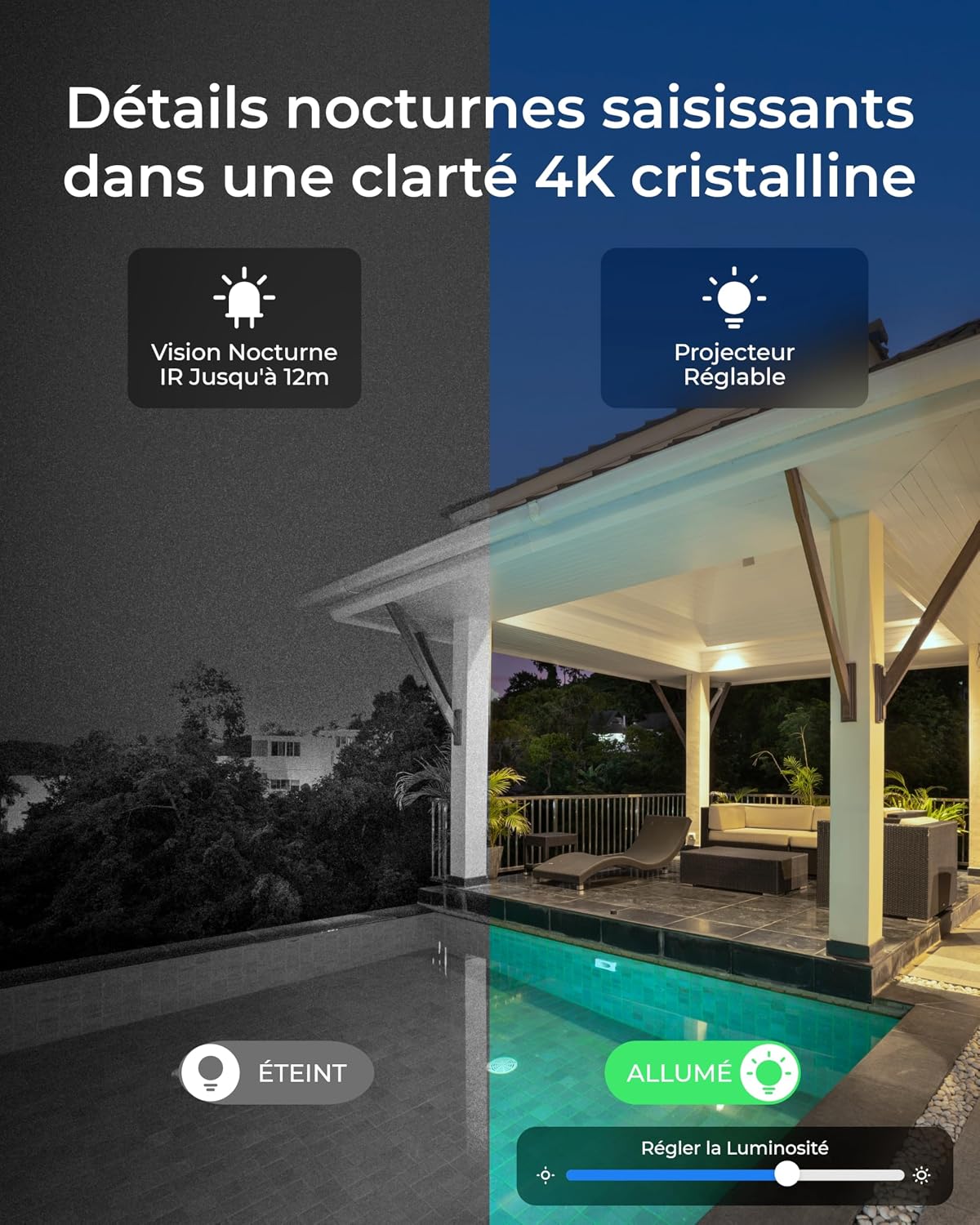 Detalle de Reolink RLK8-800PT4: Système PoE 4K avec Pan‑Tilt 355° & Tracking automatique (4 caméras + NVR 8 canaux)