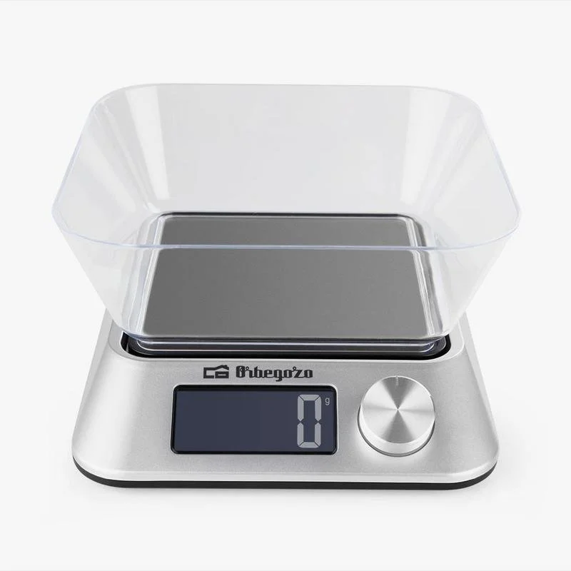 Detalle de Báscula de cocina electrónica Orbegozo PC 1030 5 kg – precisión de 1 g y tazón 1,5 L