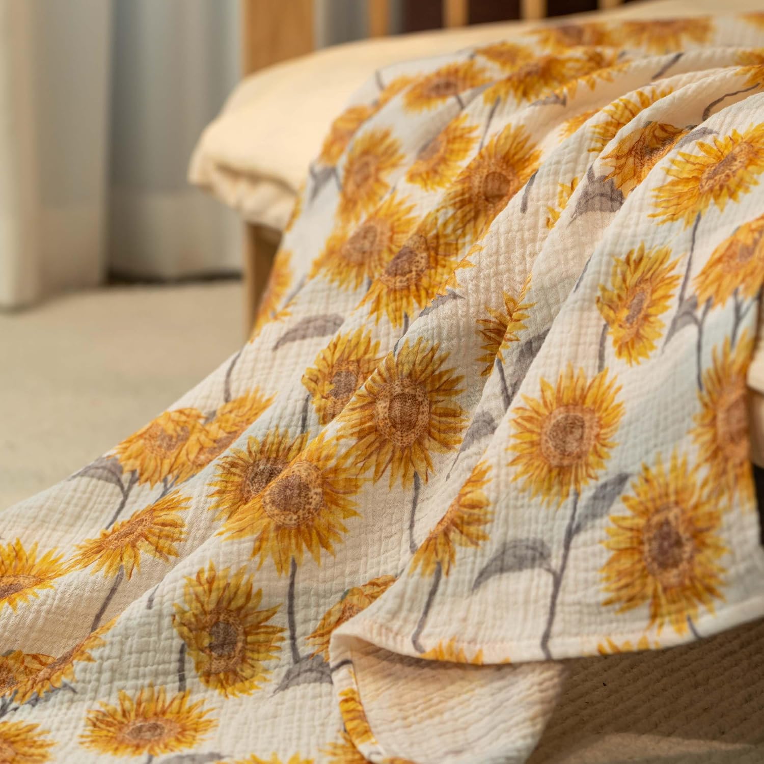 Thumbnail 1 de Muslin Swaddle Blankets for Newborn, 3 Pack – Sunflower