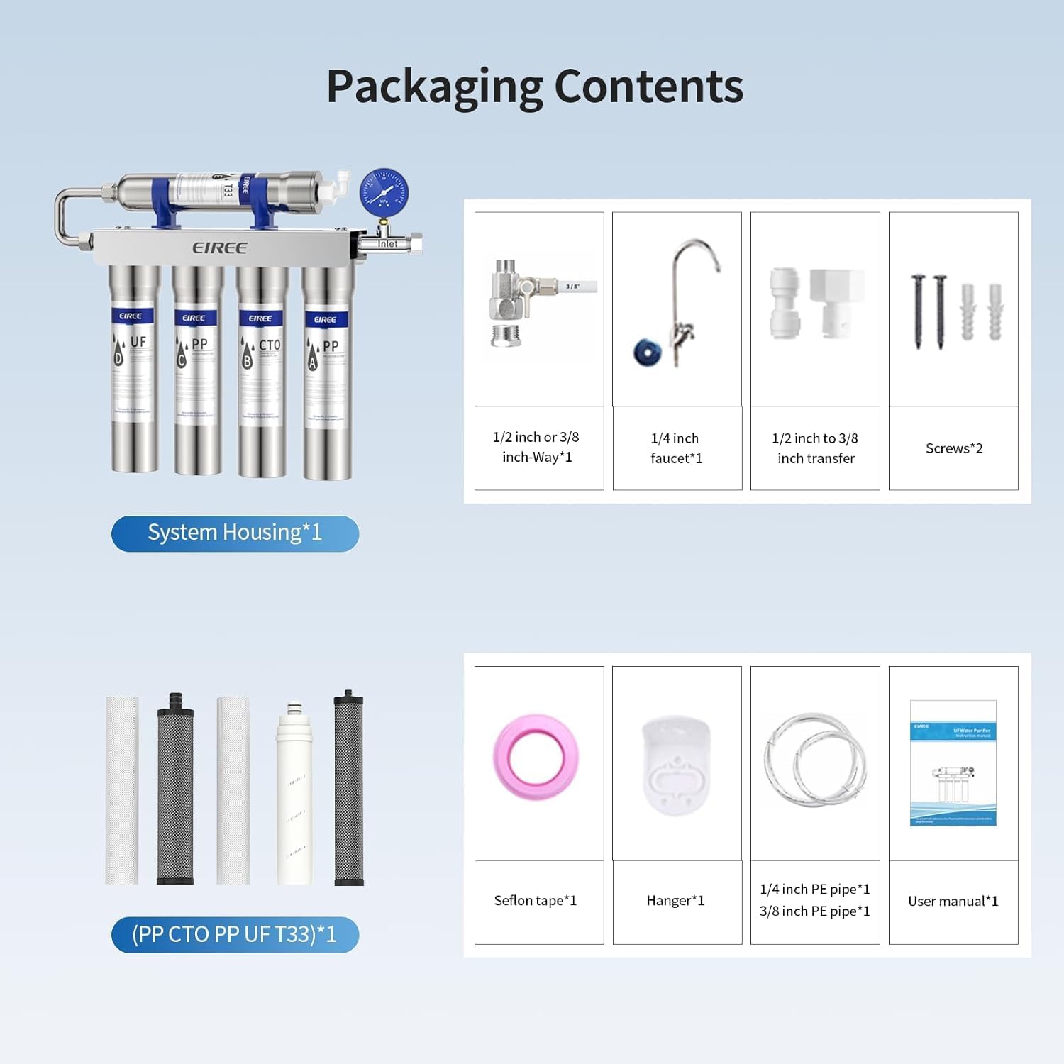 Thumbnail 6 de EIREE HB502B Under-Sink Water Filter, 0.01 μm Membrane, Stainless Steel