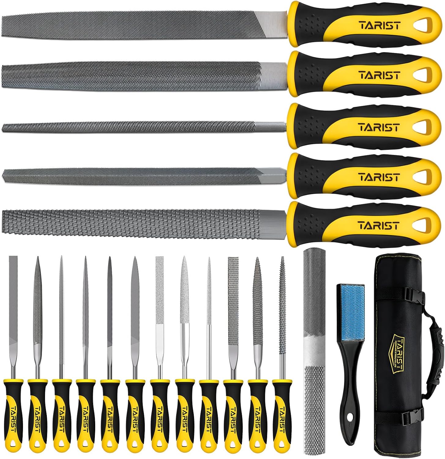 Detalle de TARIST HT98619 19-Piece File Set with Tool Bag, Needle Files & Wire Brush