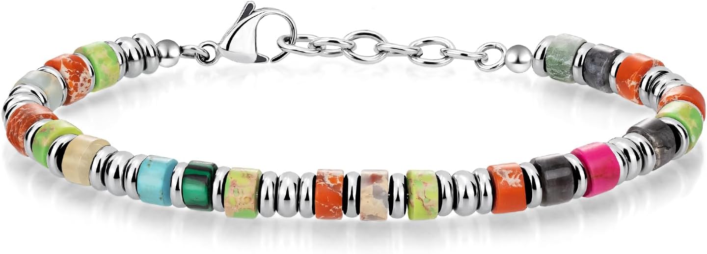 Detalle de SIUMAL bracciale boho in acciaio inox uomo