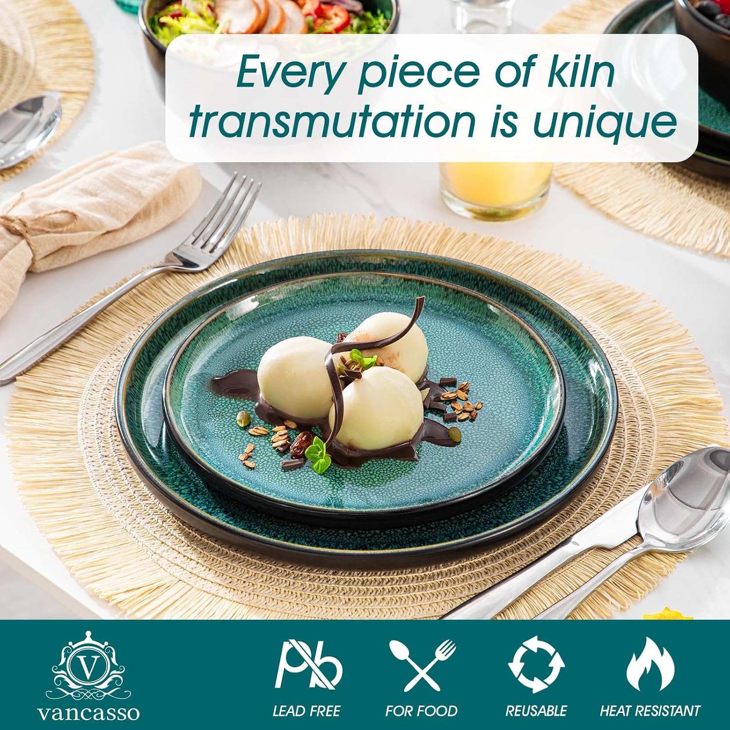 Detalle de vancasso Playa Green Dinner Set 18‑piece