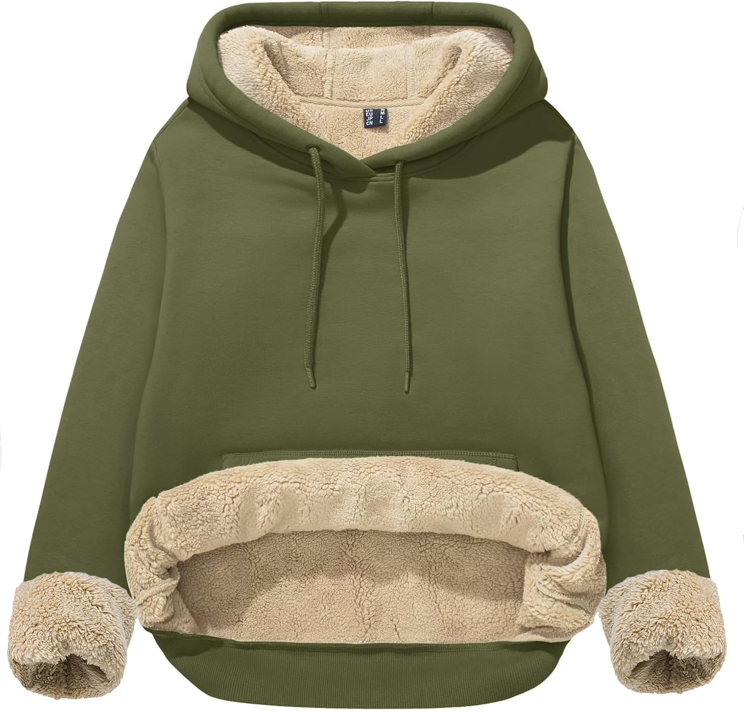 Detalle de MAGCOMSEN Women's Sherpa-Fleece-Lined Hoodie, Heavyweight with Kangaroo Pocket