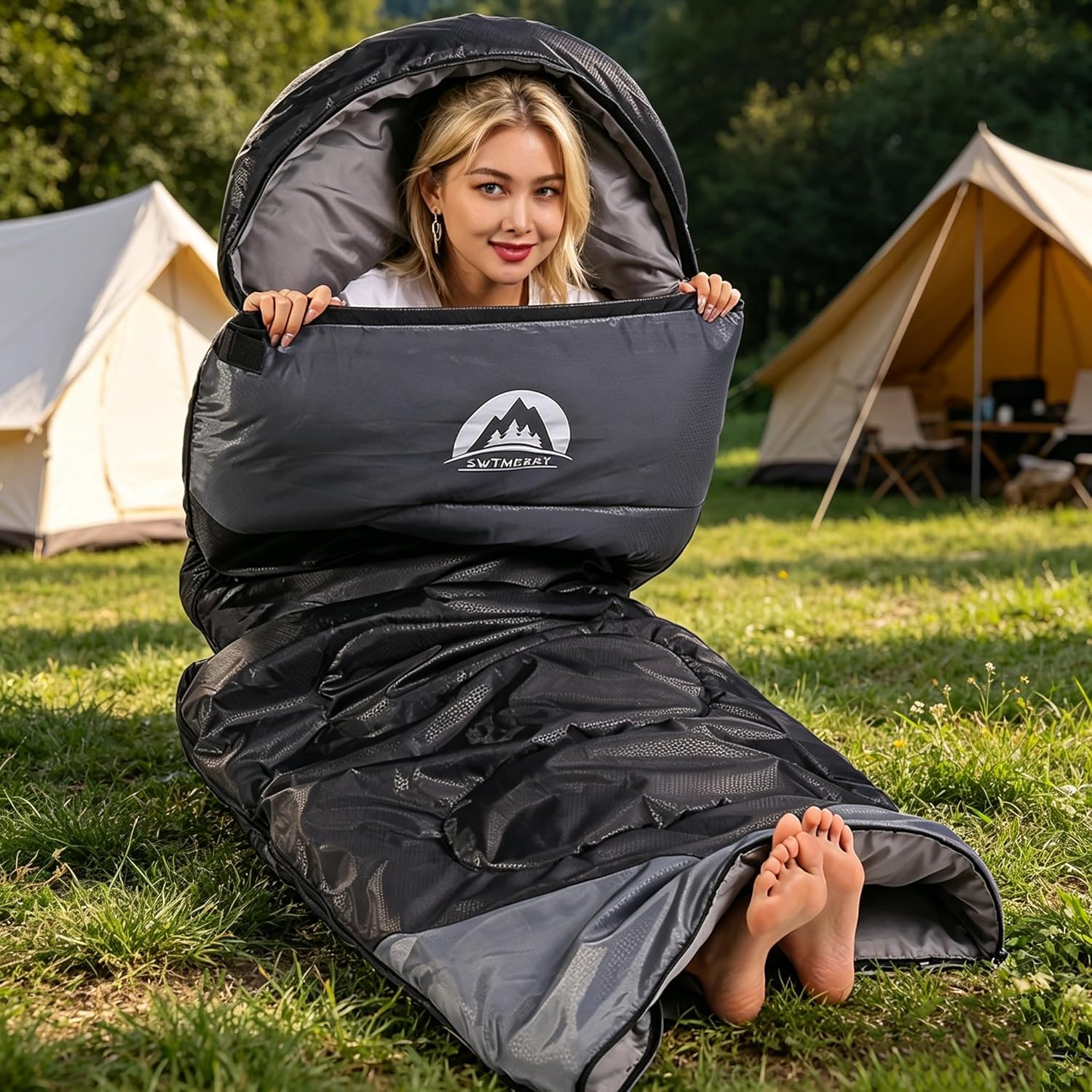 Thumbnail 1 de SWTMERRY Schlafsack für 3–4 Jahreszeiten (5–25 °C) für Jugendliche & Erwachsene zum Wandern, Rucksackreisen und Campen