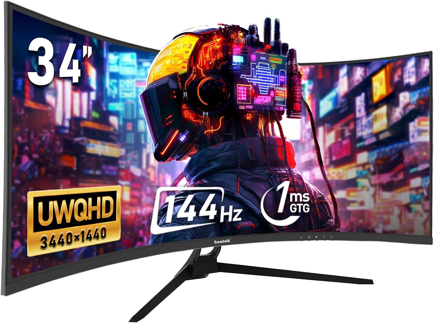 Detalle de Gawfolk 34 Inch Ultrawide Curved Monitor 144Hz