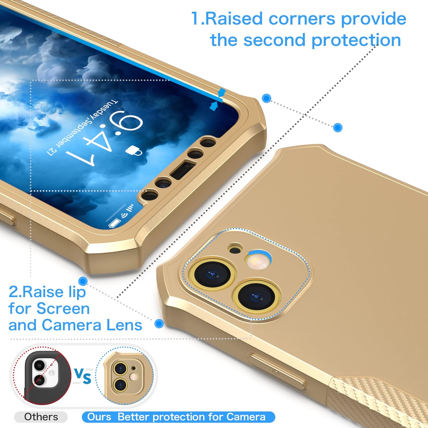 Detalle 2 de ORETECH for iPhone 11 Case with 2 x 9H Screen Protectors, 360° Full Body Shockproof Protection
