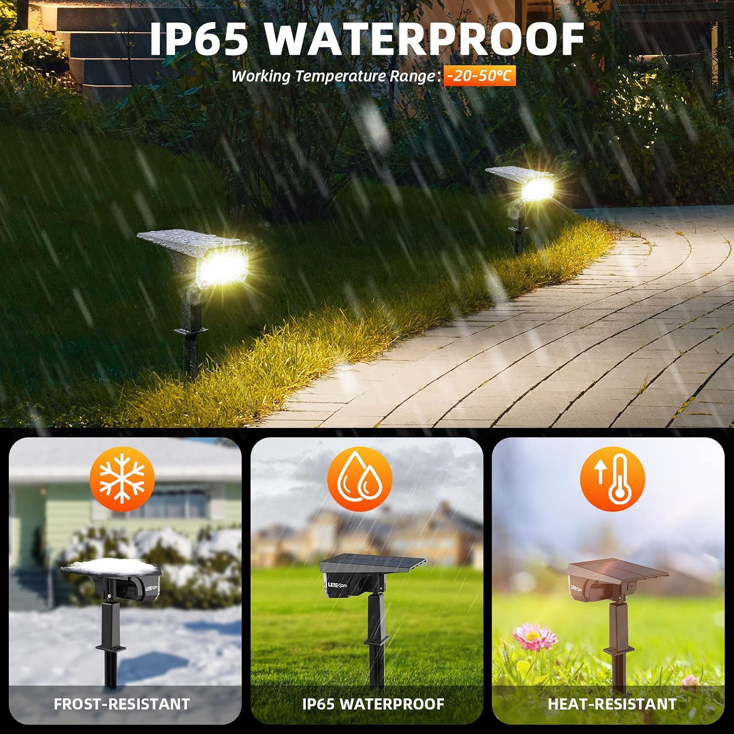 Detalle de LEREKAM Solar Outdoor Spotlights with 40 LEDs