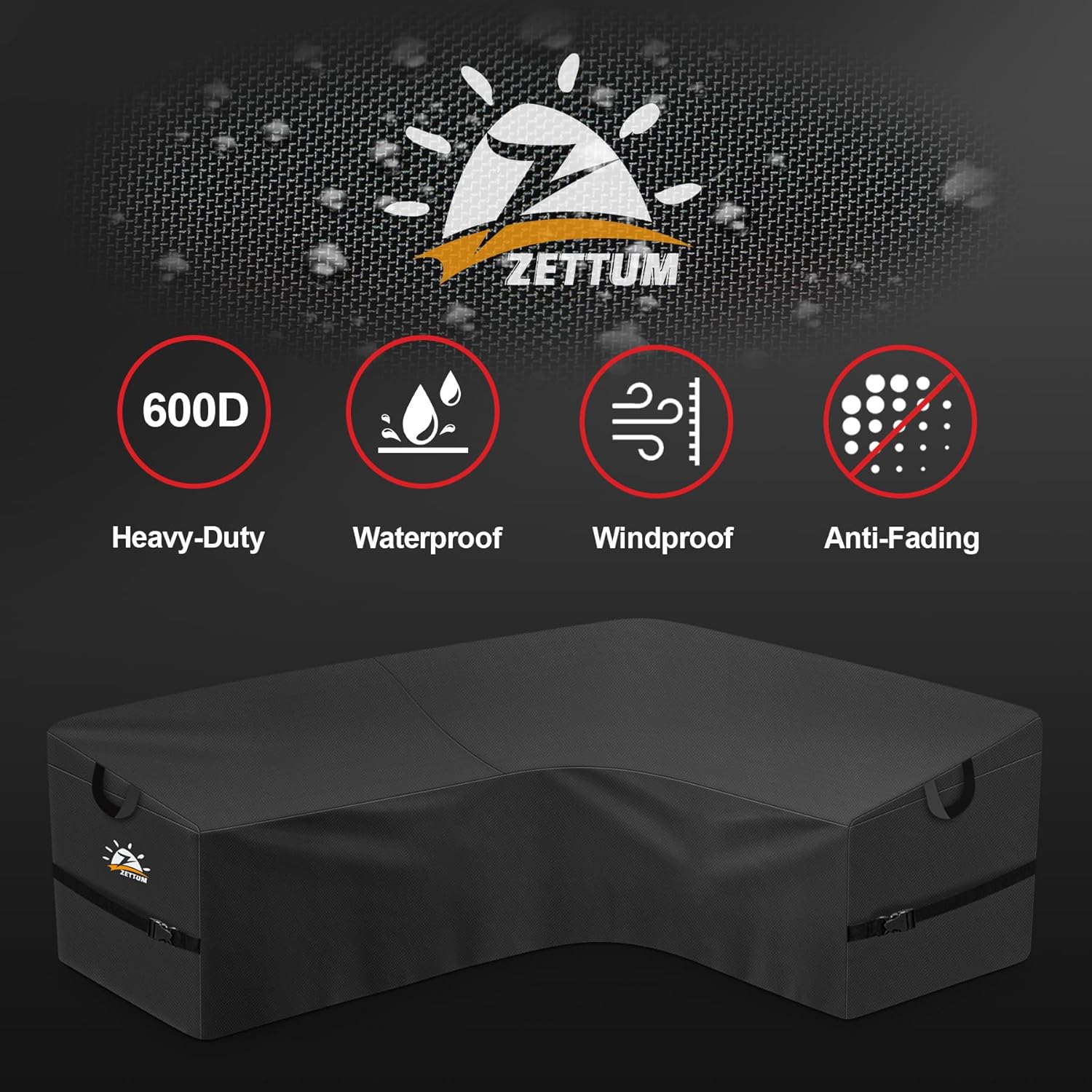 Thumbnail 4 de Zettum L-shaped garden furniture cover (waterproof, 600D PU) for corner sofa sets, 215 x 147 x 80cm