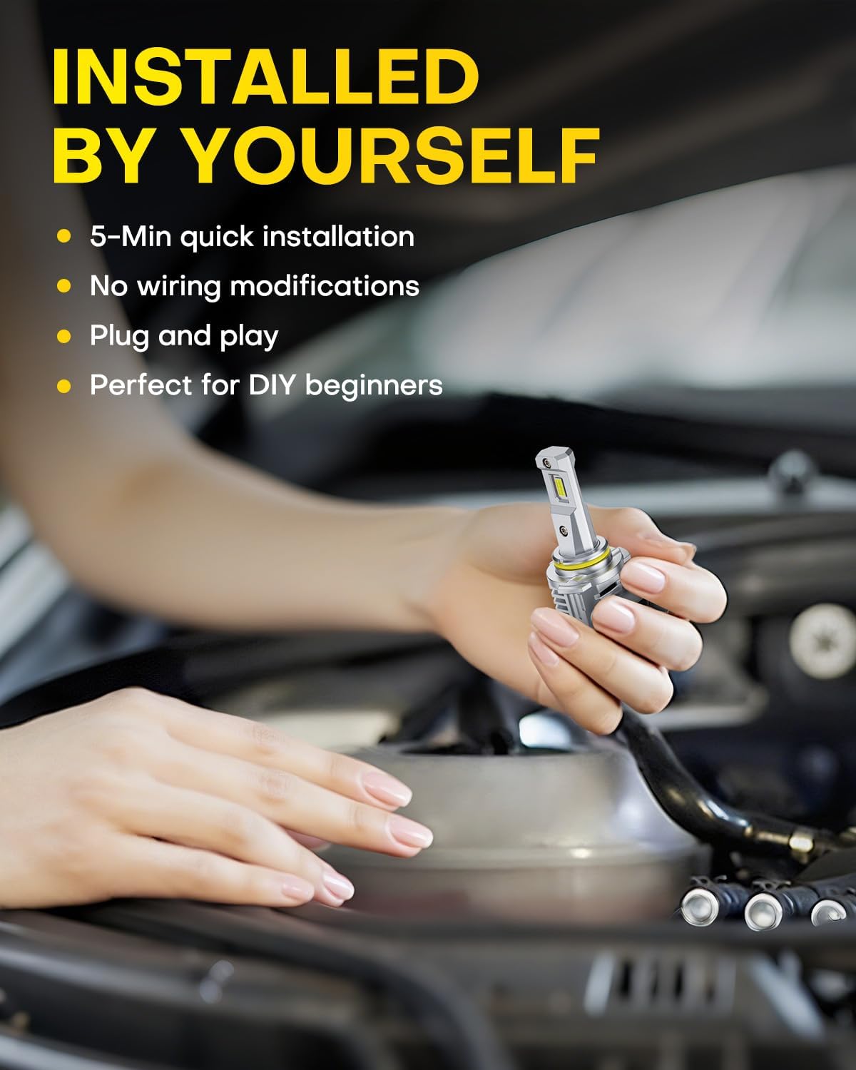 Thumbnail 2 de AUXITO 9005/HB3 LED Bulbs (6500K Cool White), Real Mini Size, Plug-and-Play Fog Light Bulbs — Pack of 2