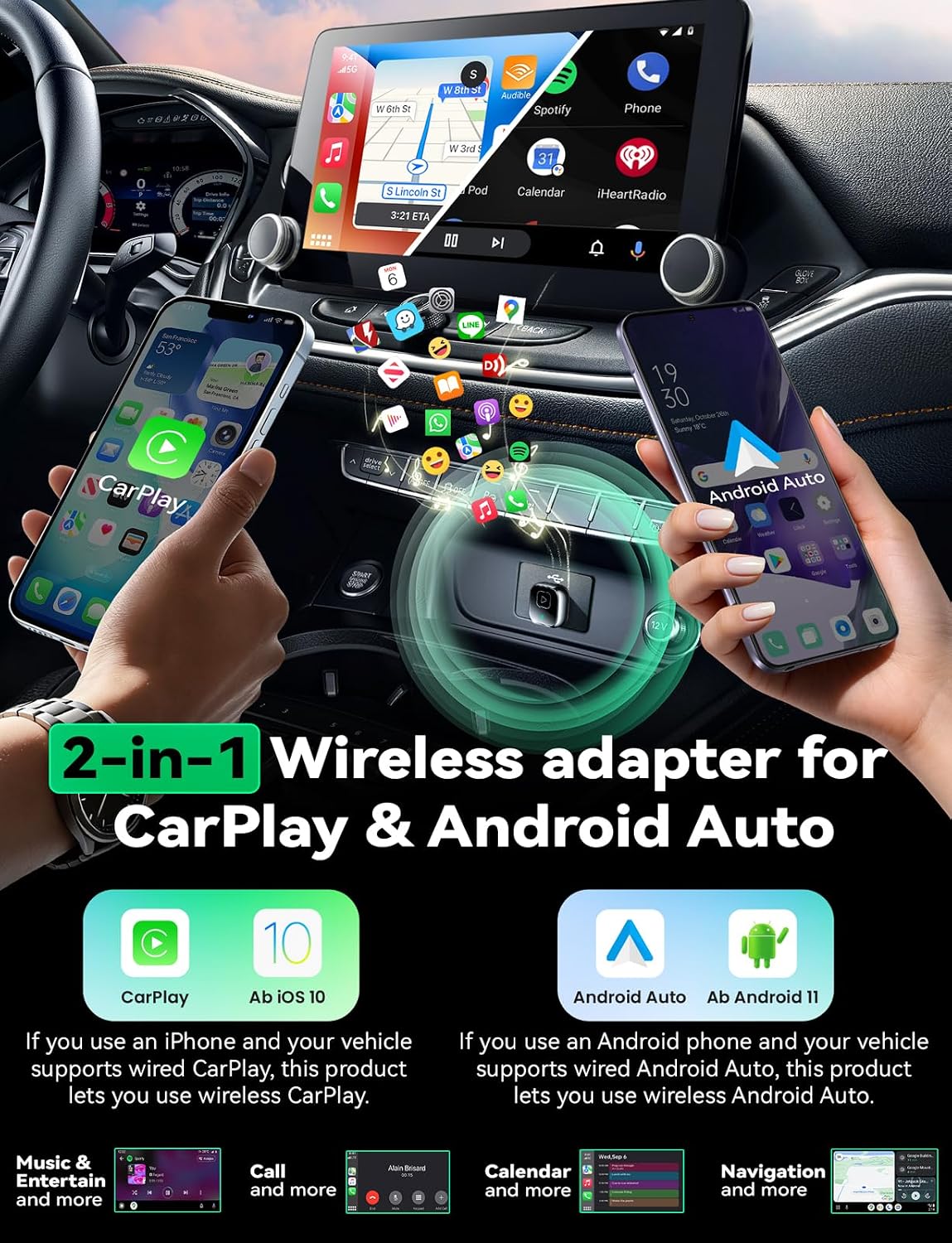 Thumbnail 2 de Mavlou C3020B Wireless CarPlay & Android Auto Adapter (SpaceGray)
