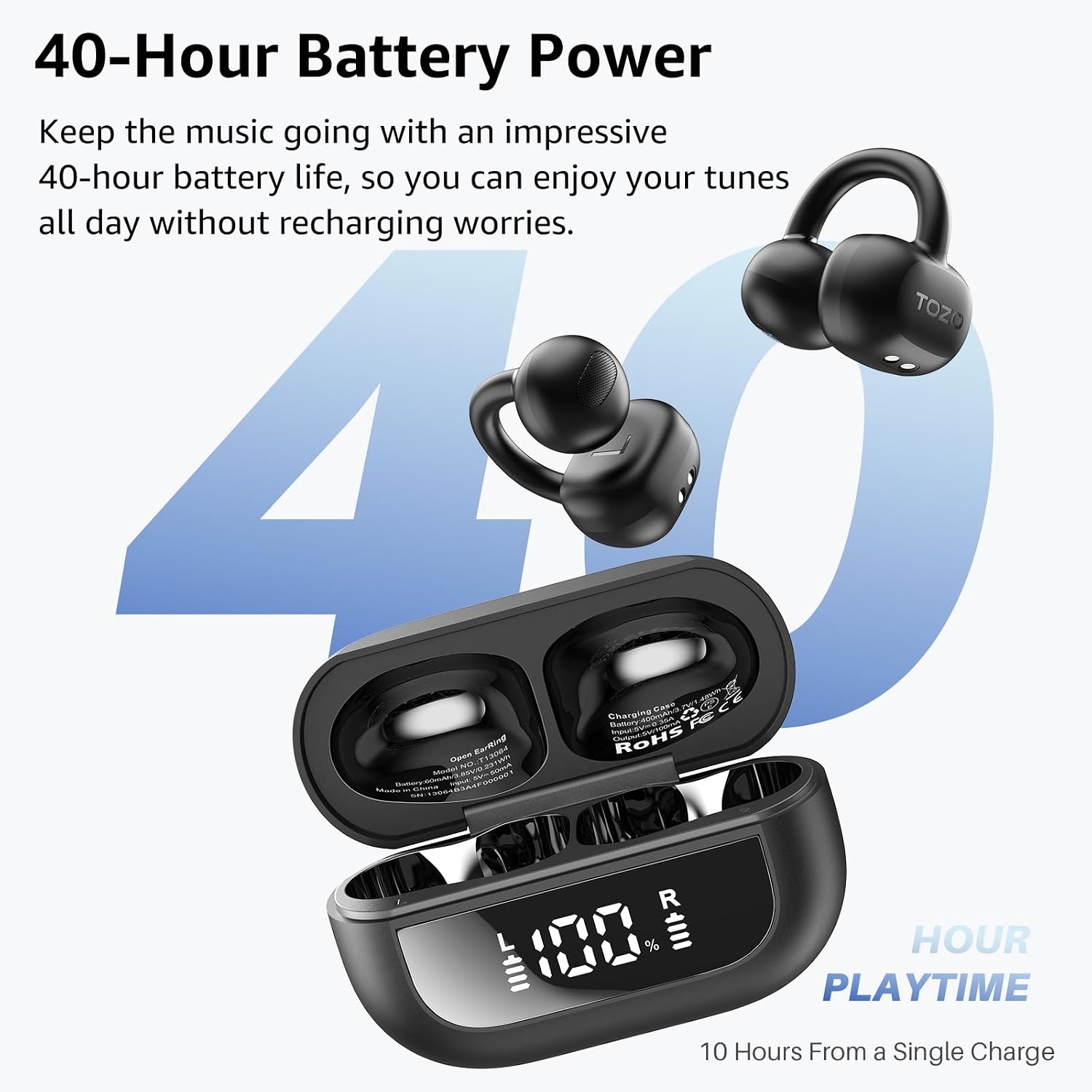 Detalle 2 de TOZO Open-Ear Earbuds with Bluetooth 5.4
