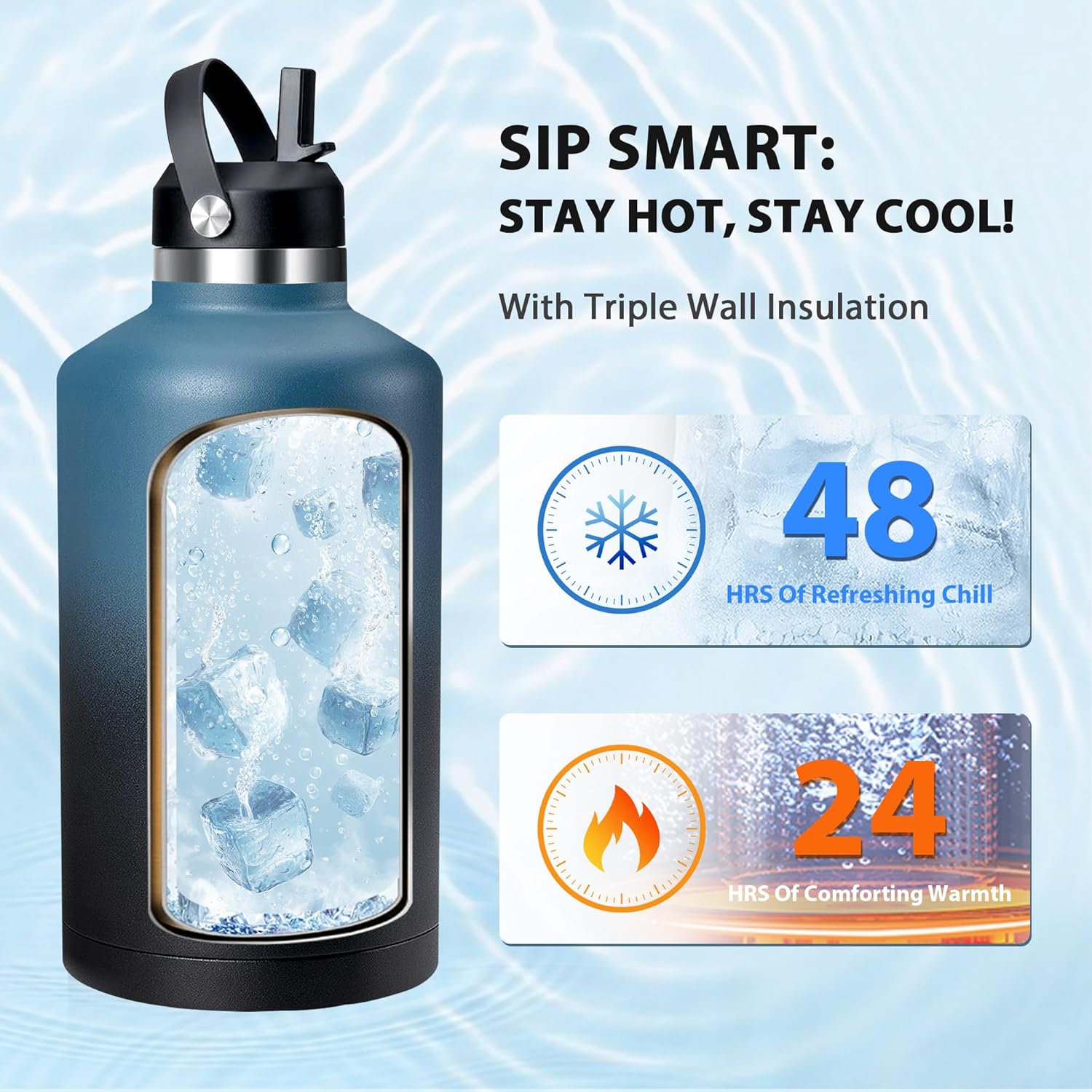 Thumbnail 1 de One Gallon Insulated Water Bottle with Triple Wall Vacuum (128 oz)