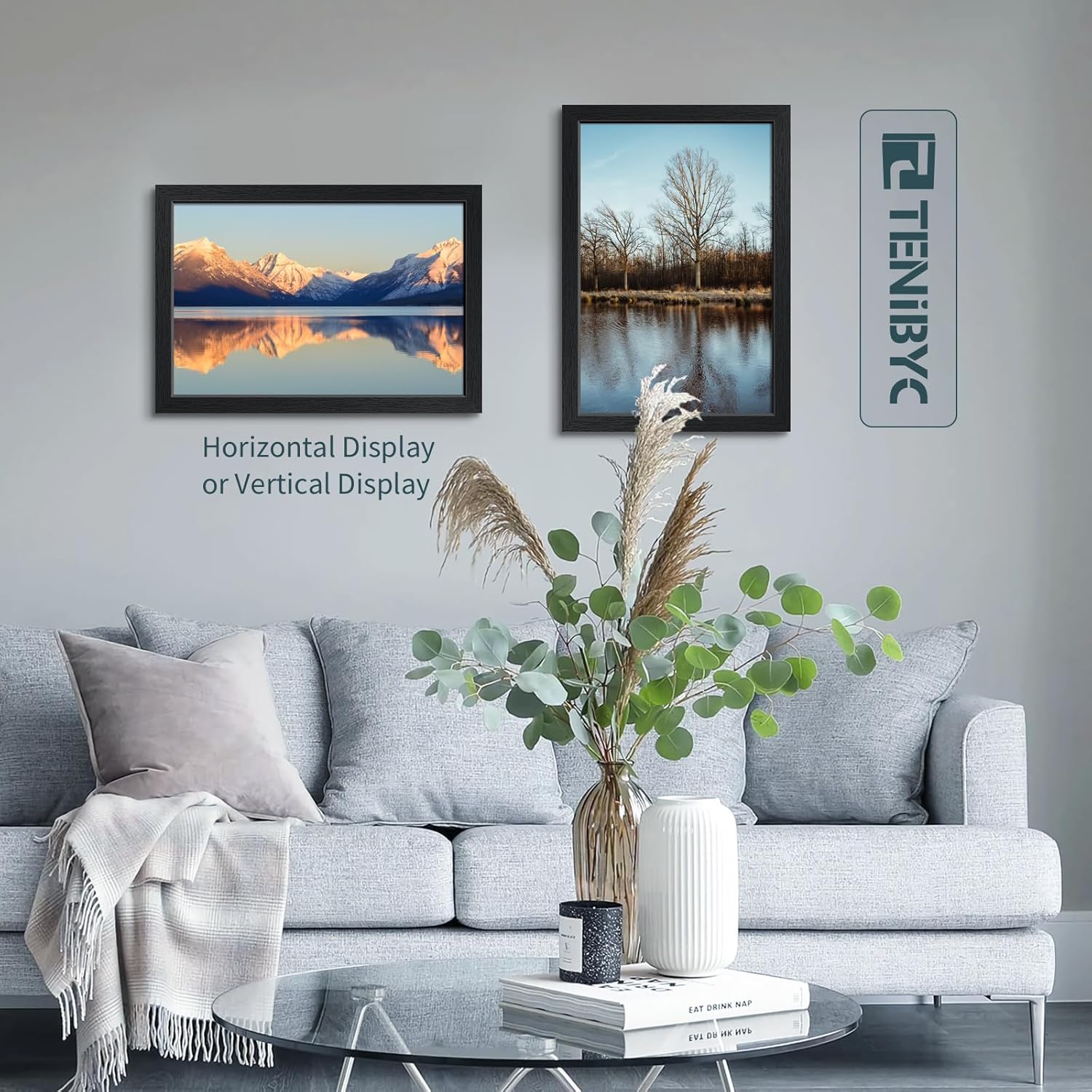 Thumbnail 5 de TENIBYC 12x18 Poster Frame Set (3 Pack) — Textured Black Solid Wood with HD Tempered Glass