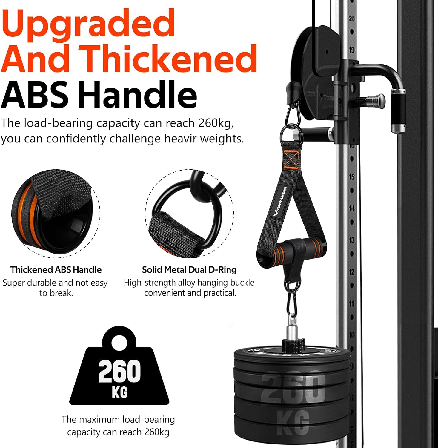 Detalle de RENRANRING DJKJDK-38983 Cable Machine Exercise Handles, Wide Grip