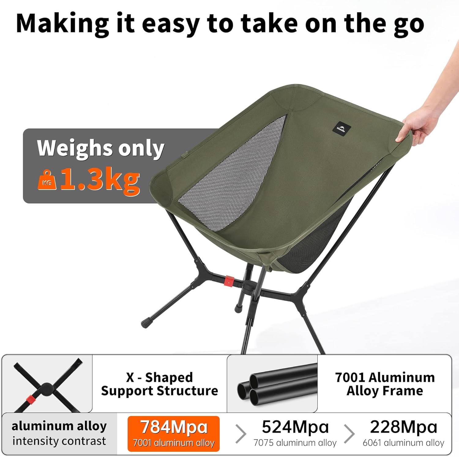 Thumbnail 6 de Naturehike YL01 snap camping folding chair (green) – lightweight portable camp chair with storage bag
