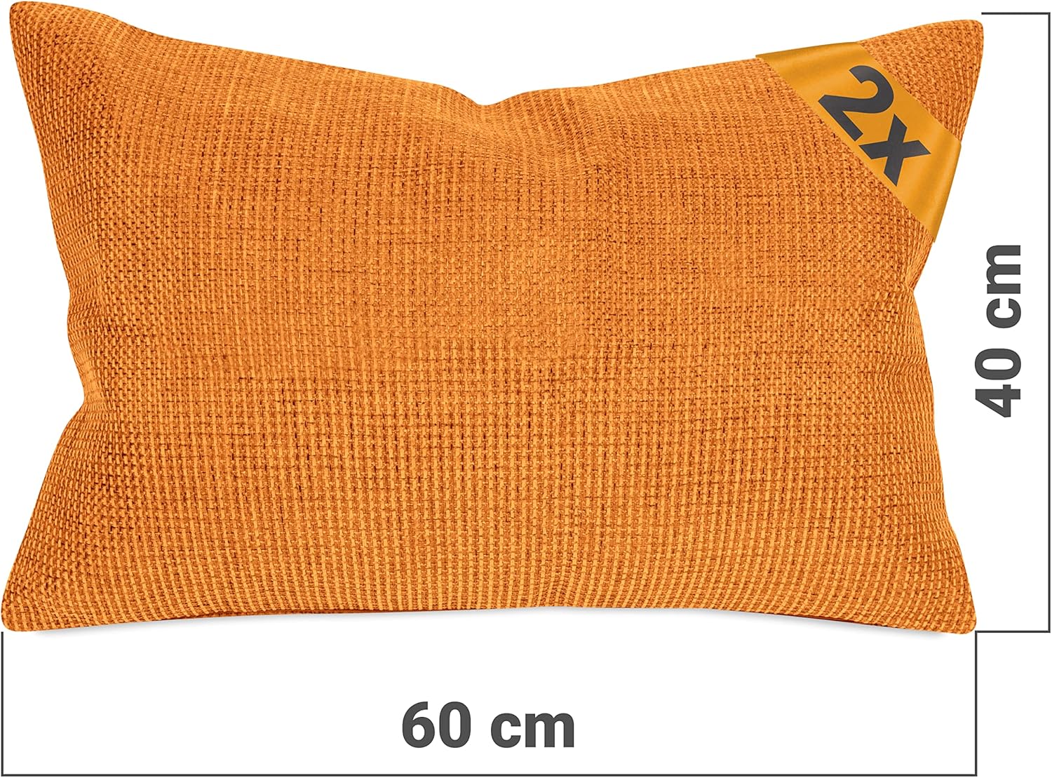 Thumbnail 2 de Lot de 2 Housse Coussin 40x60 décoratives à motif texturé – orange chiné