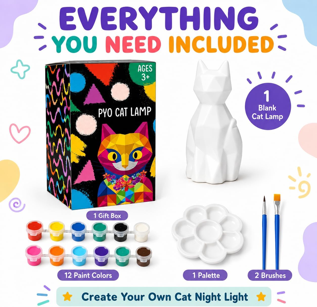 Detalle 2 de Goodyking Paint Your Own Cat Lamp Kit for Kids ๐จ๐ช