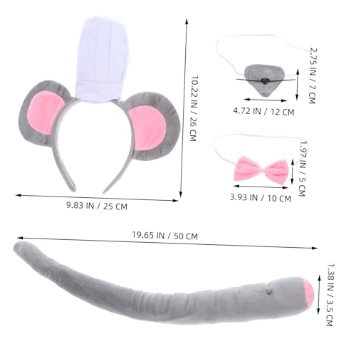 Thumbnail 1 de Kisangel 4-Piece Mouse Ears Headband Costume Set, Grey Plush