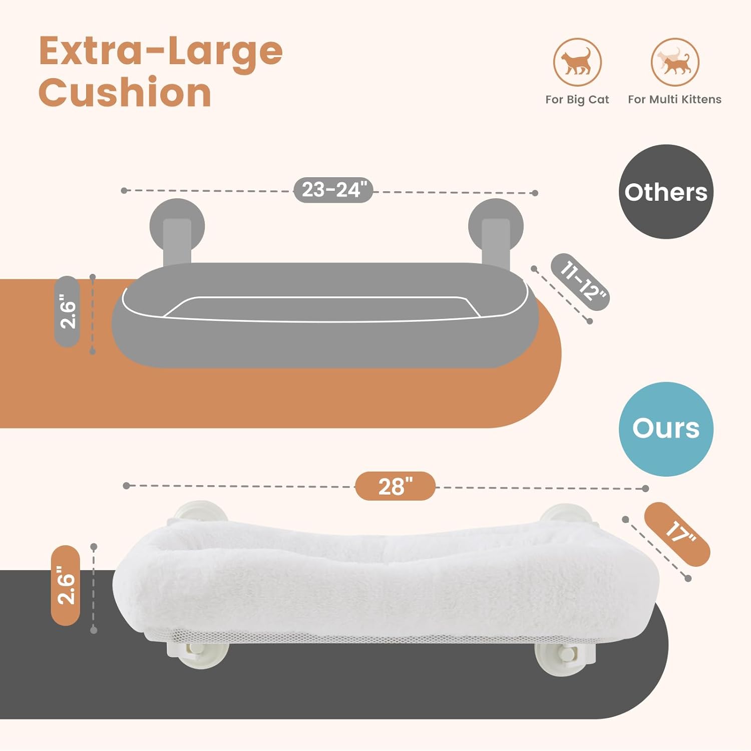 Thumbnail 1 de Gardner Pet amaca pieghevole da finestra fino a 25 kg, 71 x 43 cm con cuscino lavabile e 4 ventose