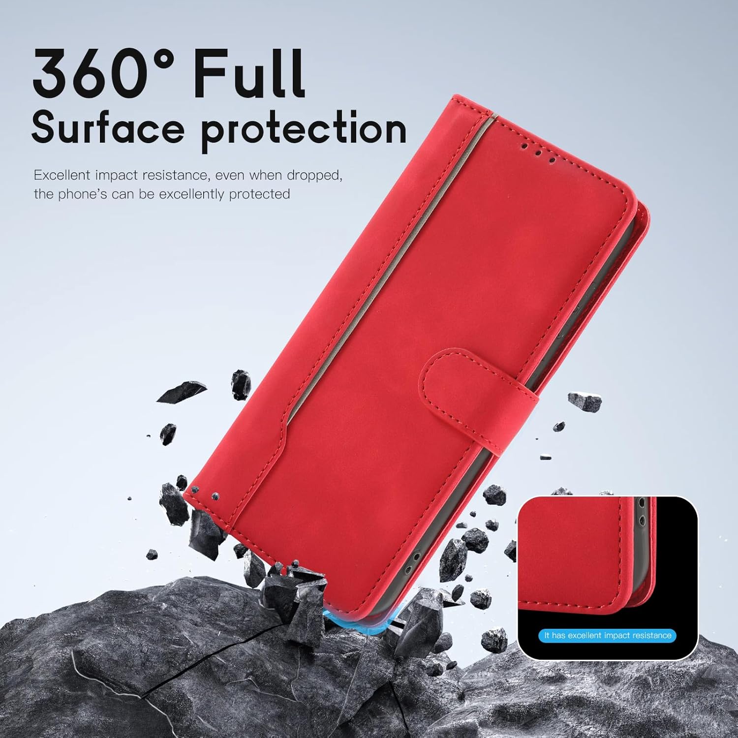Thumbnail 6 de AsWant Handyhülle für Xiaomi Poco F8 Pro – klappbares Leder-Flipcase mit Kartenfächern, Magnet und Standfunktion (rot)