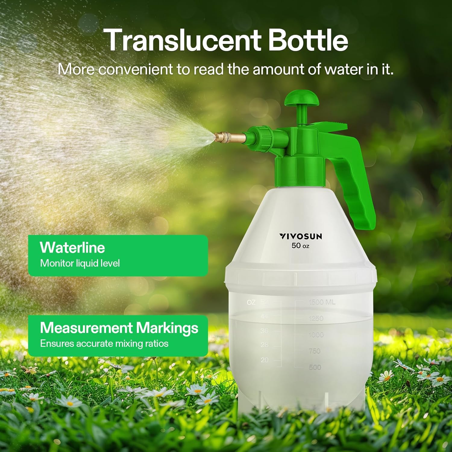 Thumbnail 4 de VIVOSUN spruzzatore nebulizzatore manuale a pressione da 1,5 L con ugello in ottone regolabile (verde)