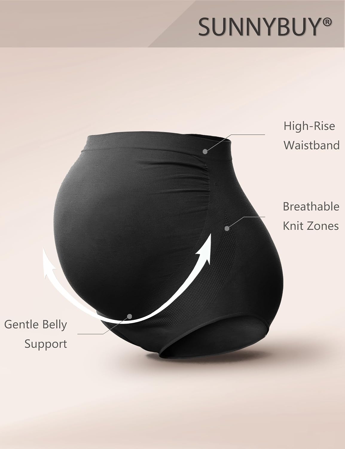 Detalle de SUNNYBUY women’s maternity high waist over-bump seamless hipster underwear (soft, breathable)