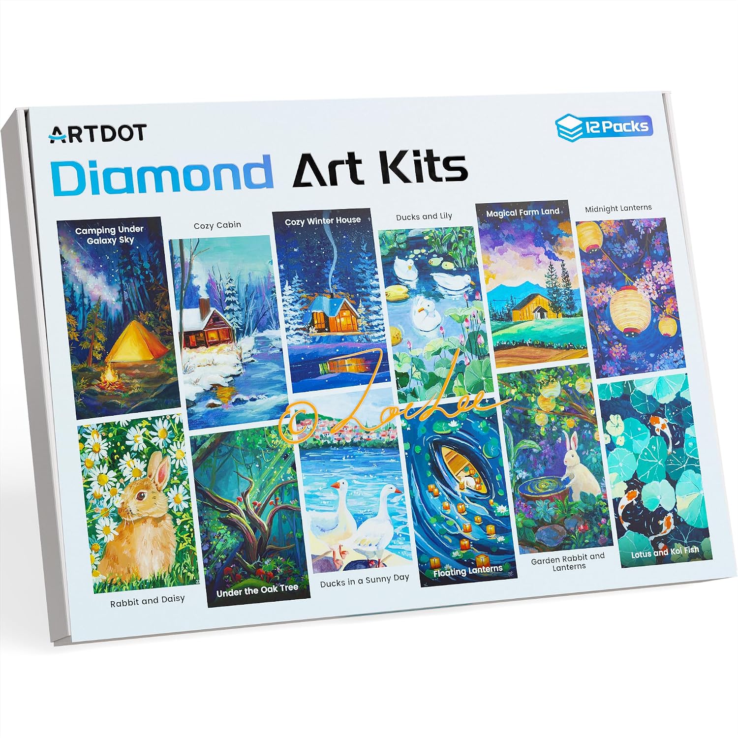 Detalle de ARTDOT 5D DIY ダイヤモンドアートキット 12個セット 動物モチーフ・ベロアキャンバス