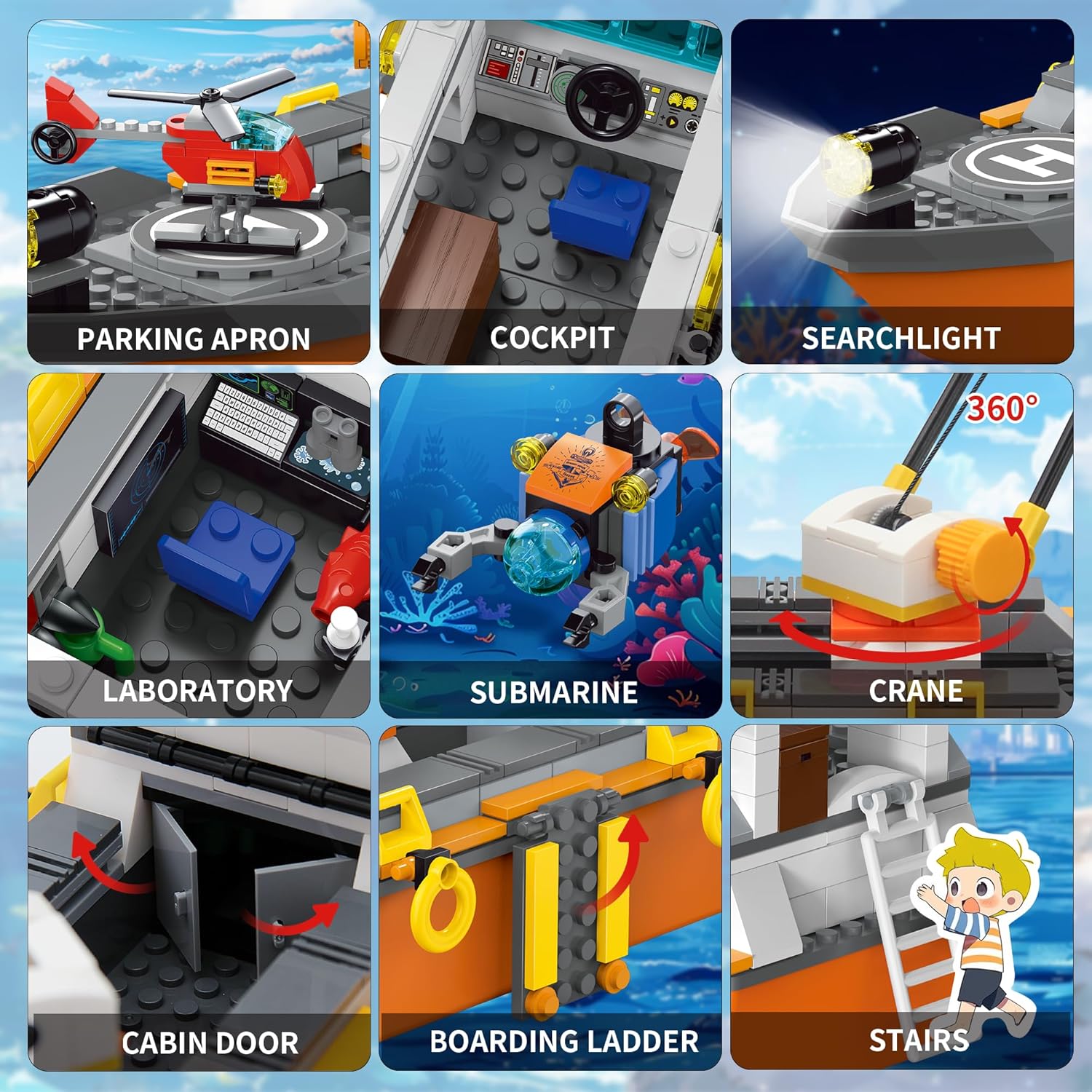 Thumbnail 3 de AKWME City Ocean Explorer - Bateau de Construction LED et Accessoires d’Exploration (6–12 ans)