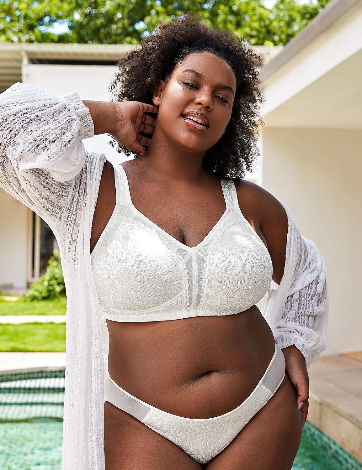 Detalle de Wingslove Women's Full Coverage Non Padded Comfort Minimizer Wire-Free Bra Plus Size