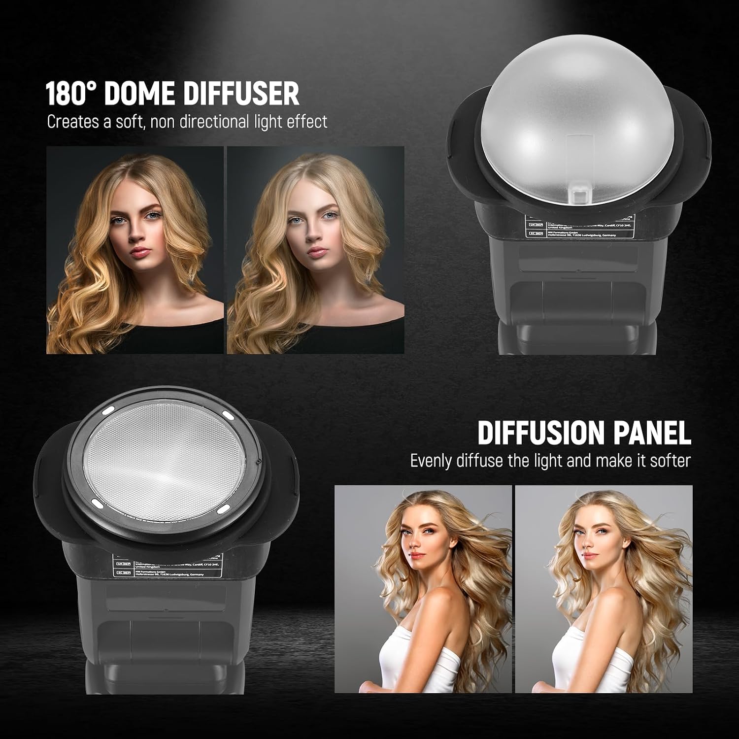 Detalle de NEEWER Anello adattatore in silicone per flash testa quadrata con kit accessori magnetici e gel colorati