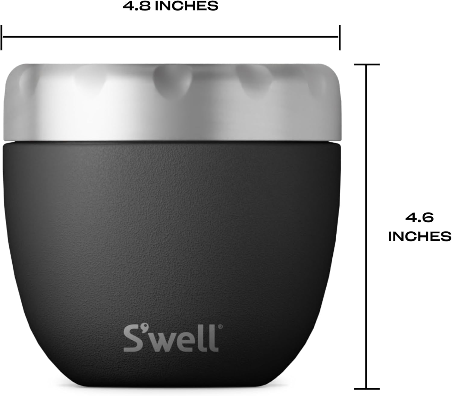 Detalle de S'well 12820-B19-42810EU Onyx Eats 2-in-1 Food Bowl, Stainless Steel, 636 ml, Black