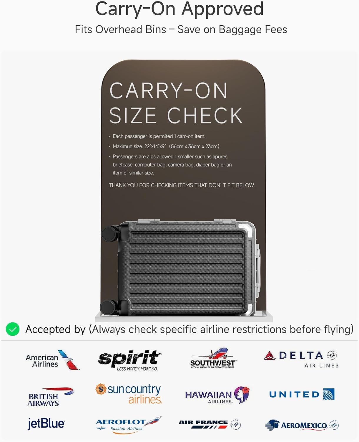Detalle de LUGGEX Carry-On Suitcase, 100% PC