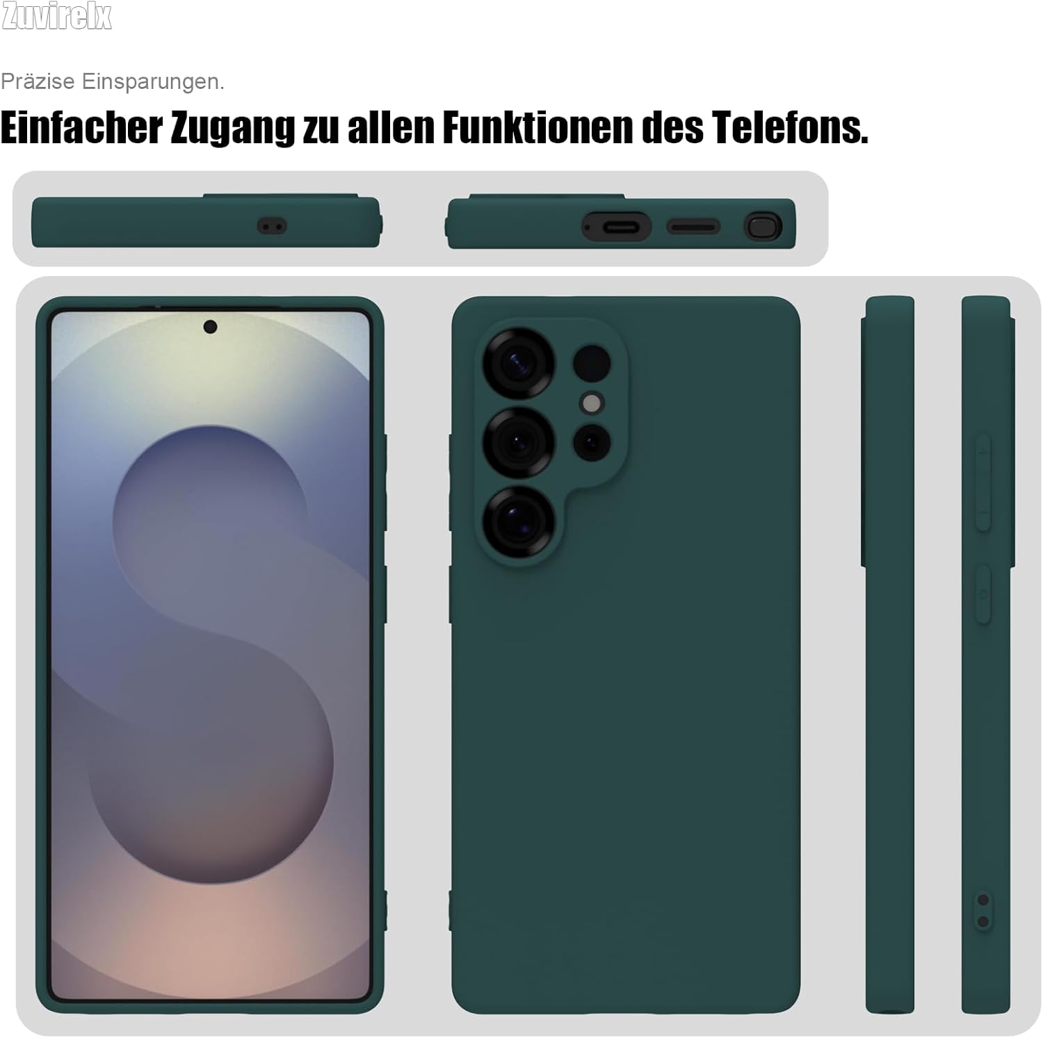 Thumbnail 6 de Zuvirelx Silikon-Handyhülle für Samsung Galaxy S25 Ultra – Tiefgrün, dünn, griffig und stoßfest