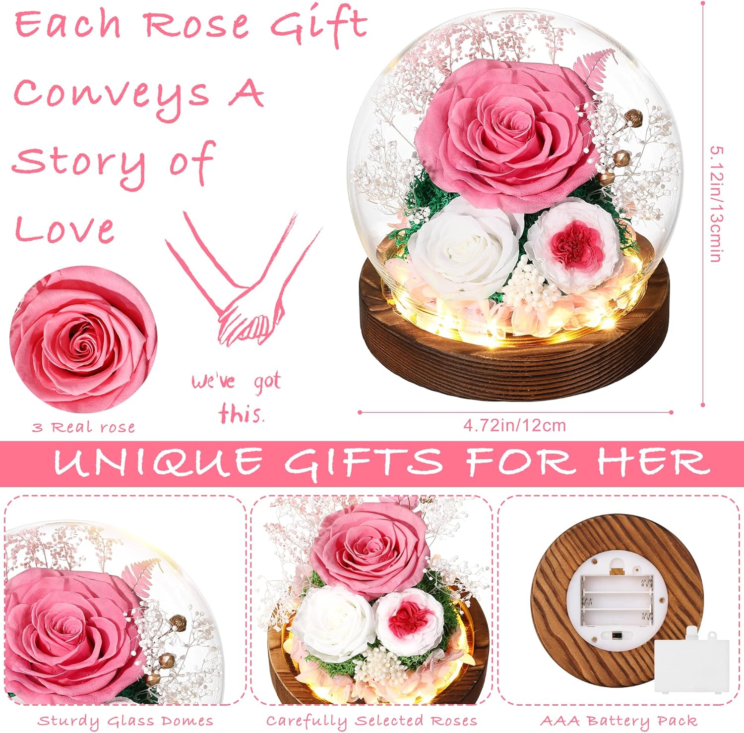 Thumbnail 2 de Eaprala Preserved Rose Glass Dome Gift