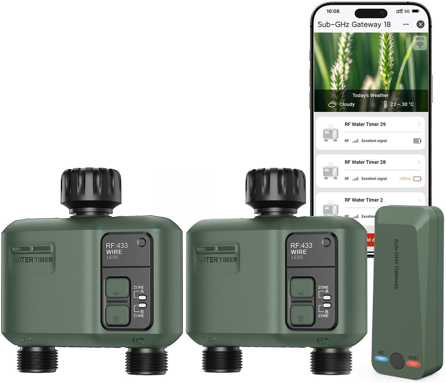 Detalle de Shrivee Timer per Irrigazione WiFi a 4 Vie: ControlloIntelligente per Giardino e Prato