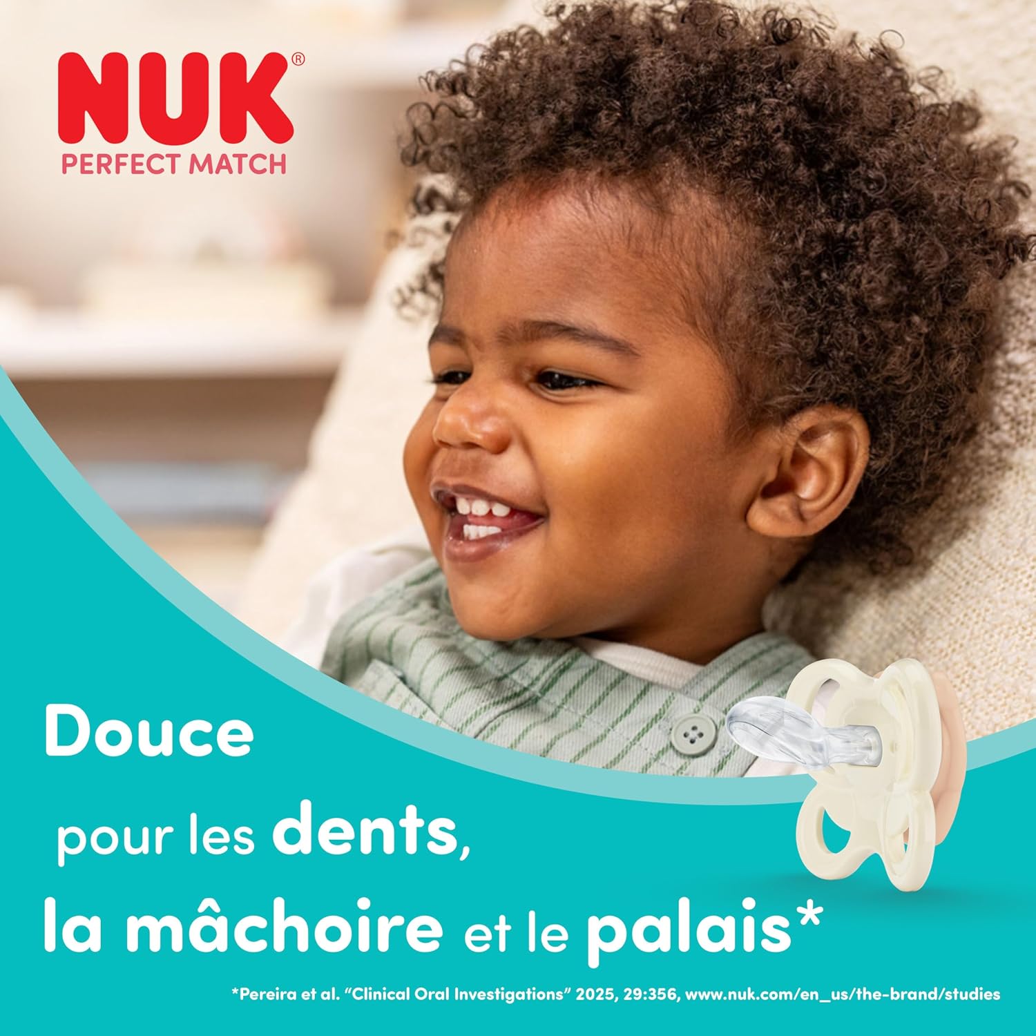 Detalle de NUK Perfect Match Air Day & Night Tétines 0-6 mois – Lot de 4, phosphorescentes et orthodontiques