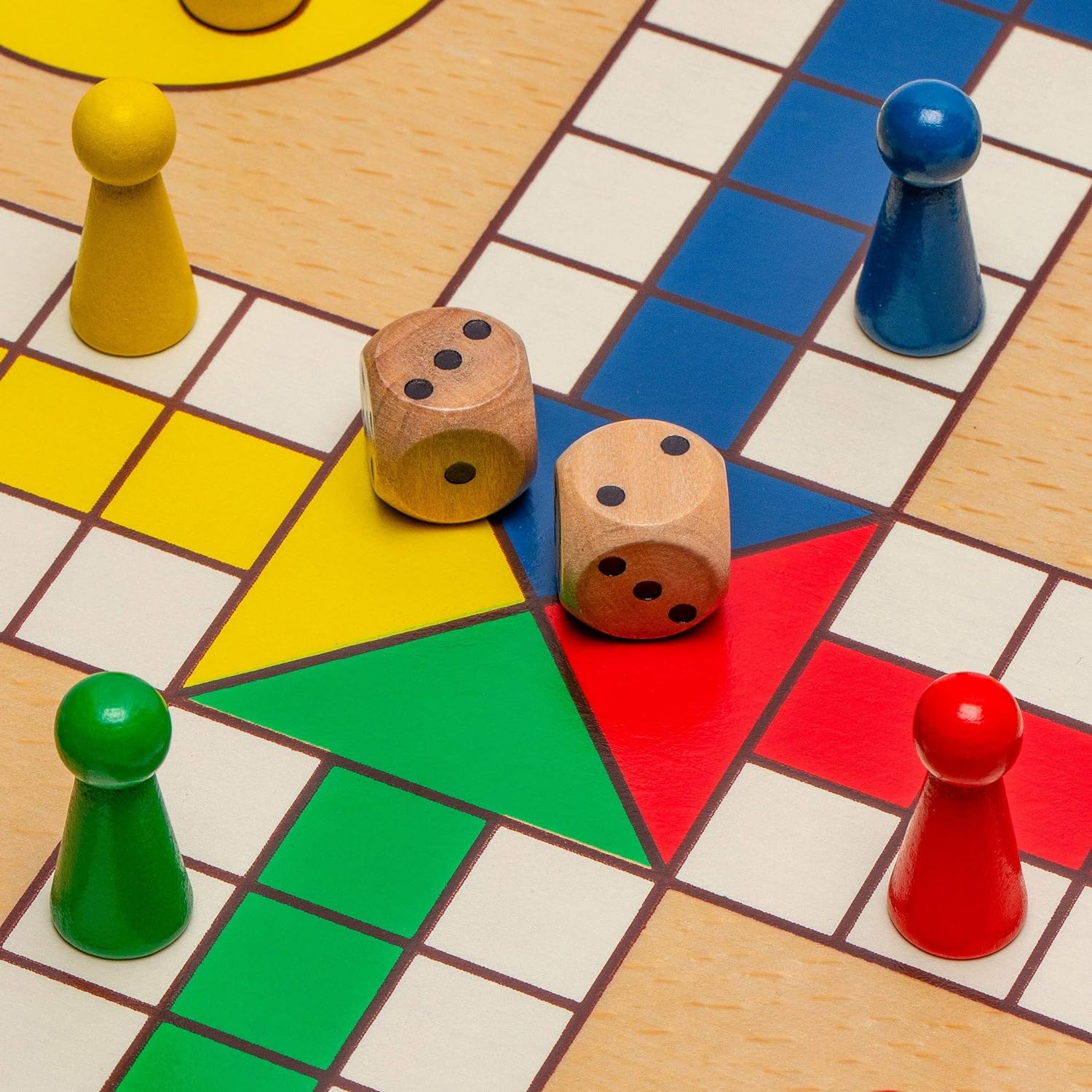 Detalle de Yellow Mountain Imports Jeu de l'échelle en Bois Réversible 2 en 1, Jeu du Ludo – 29 cm