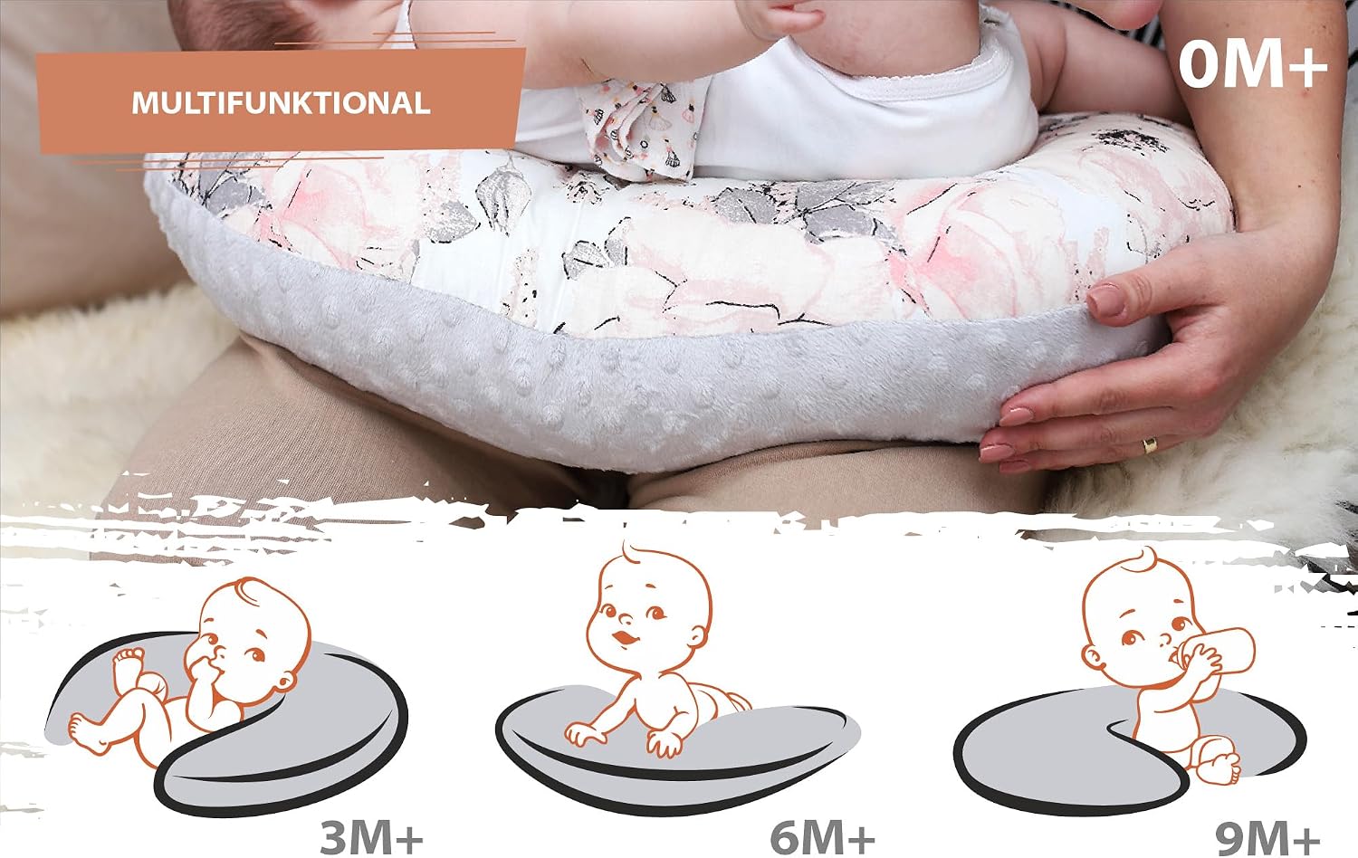 Thumbnail 5 de Totsy Baby Coussin d'allaitement et grossesse 130 cm – Coussin en forme de C pour maman et bébé